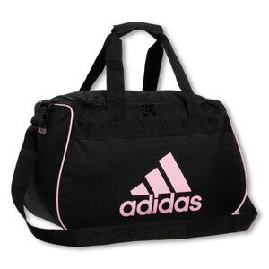 Adidas Duffel Bag Black Pink Logo Small Gym Sports Bag Shoulder Strap NWT